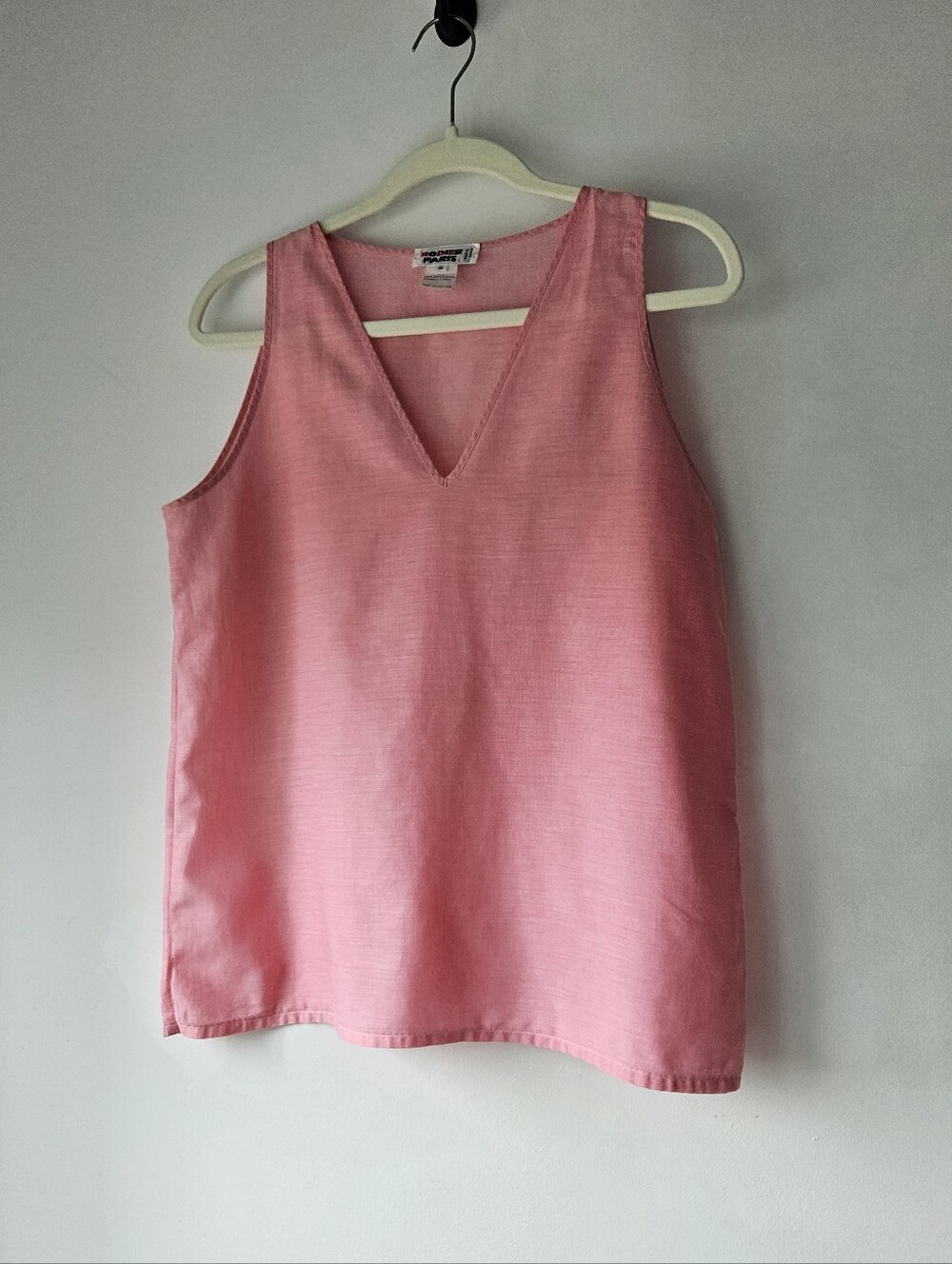 Rodier Paris Pastel Pink Cotton V-Neck Sleeveless Sheath Top